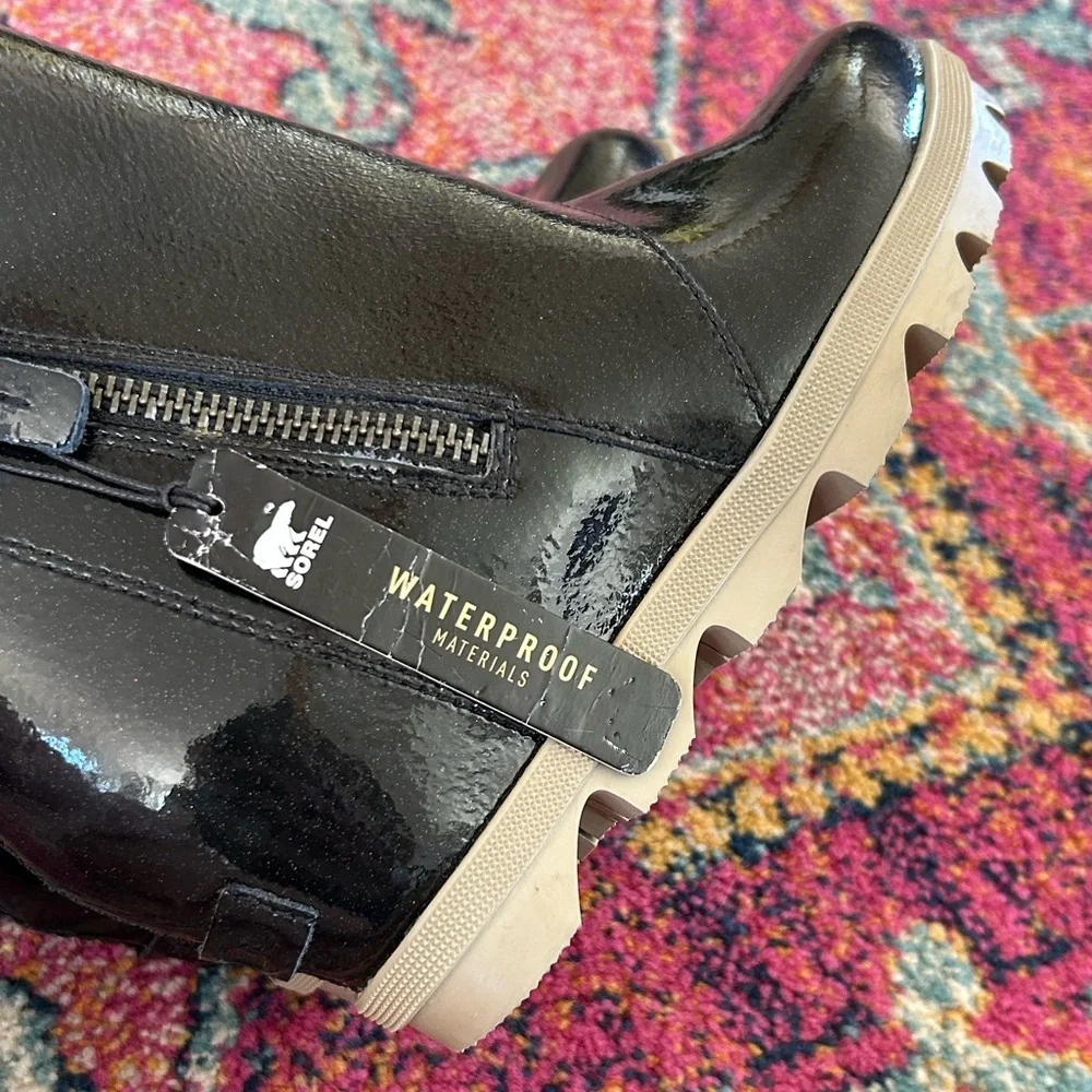 NWT Sorel | Girls Black Shimmer Arctic Zip II  Waterproof Wedge Ankle Boot, sz 4